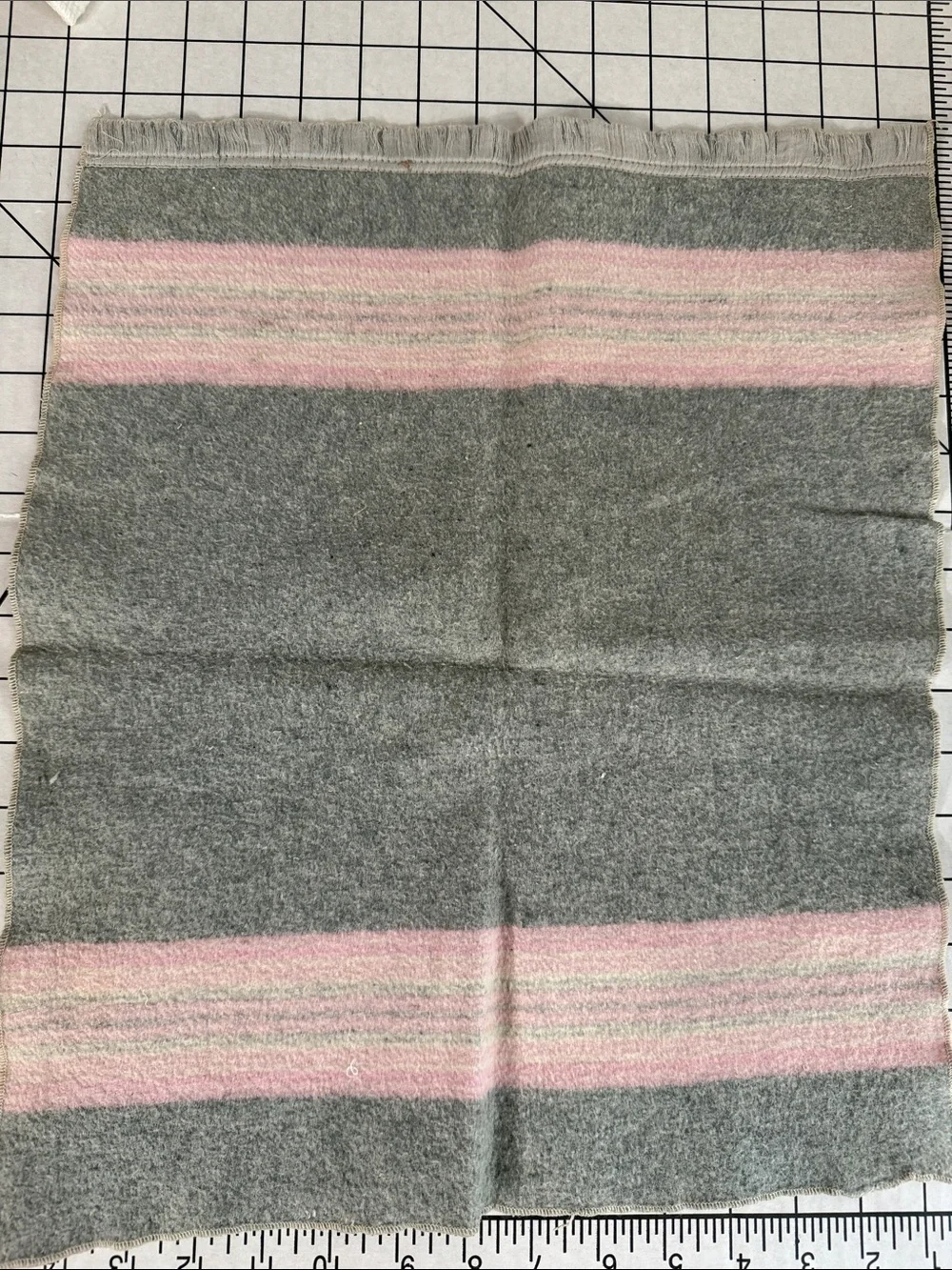 Vintage Wool Blend Blanket & Towel Cutter Quilt Textile Lot Rabbit Pink Floral